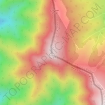 Carte topographique Koman, altitude, relief