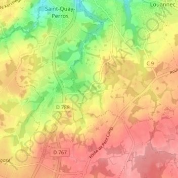 Carte topographique Malfos, altitude, relief