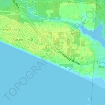 Carte topographique Inlet Beach, altitude, relief