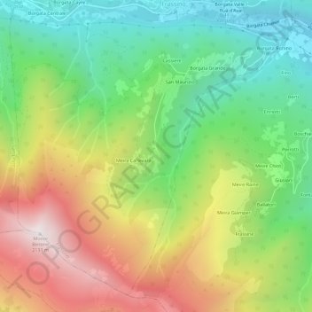 Carte topographique Vittone, altitude, relief
