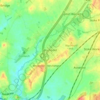Carte topographique Wychbold, altitude, relief