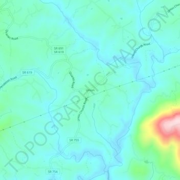 Carte topographique Union, altitude, relief
