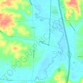 Carte topographique Derwent, altitude, relief
