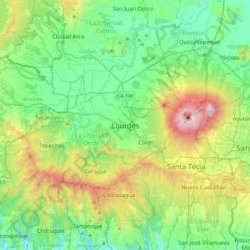 Carte topographique Lourdes, altitude, relief