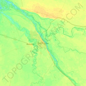 Carte topographique Sarh, altitude, relief