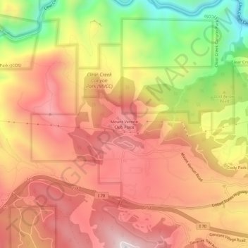 Carte topographique Mount Vernon Club Place, altitude, relief