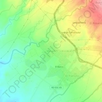 Carte topographique Miriam, altitude, relief