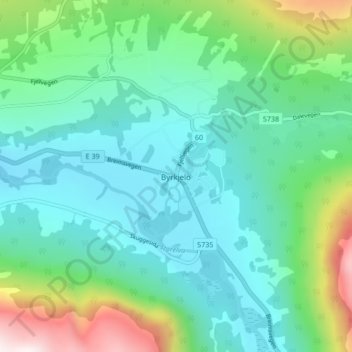 Carte topographique Byrkjelo, altitude, relief
