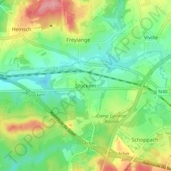 Carte topographique Stockem, altitude, relief