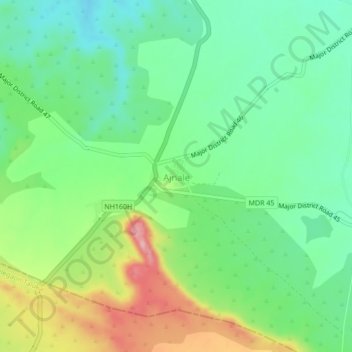 Carte topographique Ajnale, altitude, relief