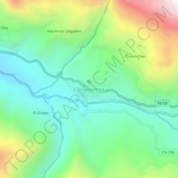 Carte topographique Choropampa, altitude, relief