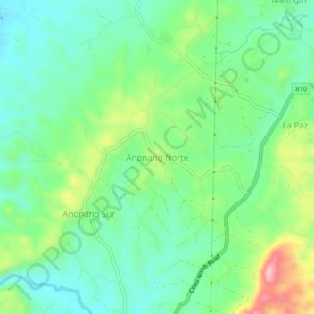 Carte topographique Anonang Norte, altitude, relief