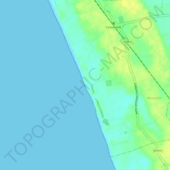 Carte topographique Arossim Beach, altitude, relief