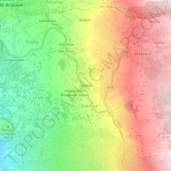 Carte topographique Tendiña, altitude, relief
