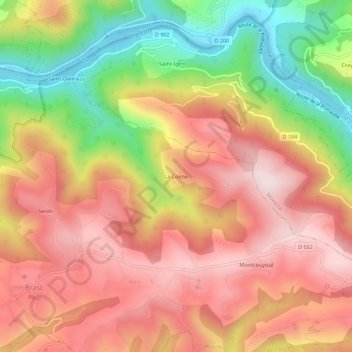 Carte topographique La Contie, altitude, relief