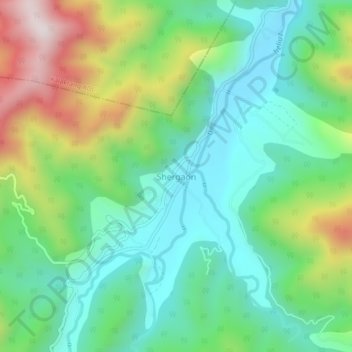 Carte topographique Shergaon, altitude, relief