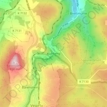 Carte topographique Kühberg, altitude, relief