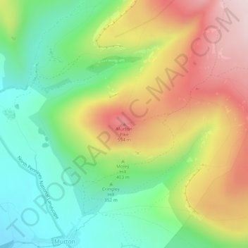 Carte topographique Murton Pike, altitude, relief
