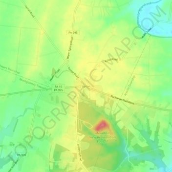 Carte topographique Upton, altitude, relief