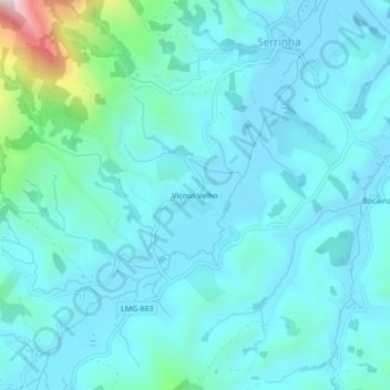 Carte topographique Viçoso Velho, altitude, relief