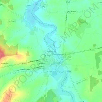 Carte topographique La Camuse, altitude, relief