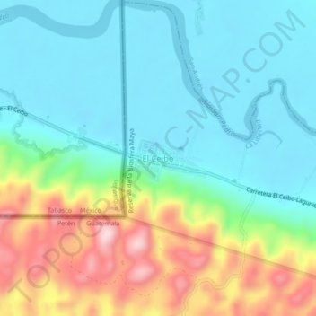 Carte topographique El Ceibo, altitude, relief