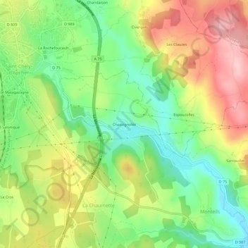 Carte topographique Chassignoles, altitude, relief