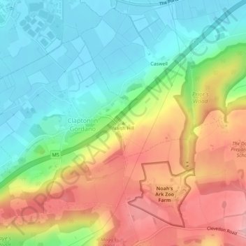 Carte topographique Naish Hill, altitude, relief