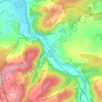 Carte topographique Buix, altitude, relief