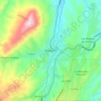 Carte topographique Motatán, altitude, relief