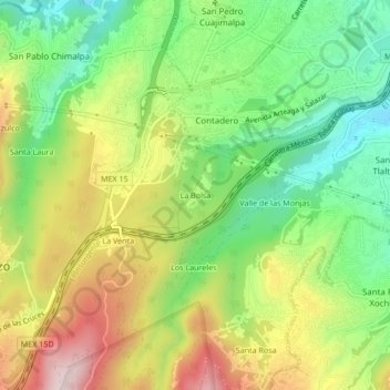 Carte topographique La Bolsa, altitude, relief