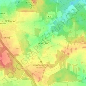 Carte topographique Holtorfsloh, altitude, relief