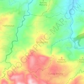 Carte topographique Nanggung, altitude, relief