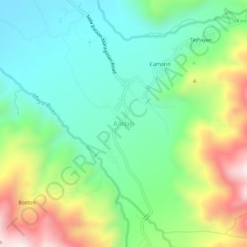 Carte topographique Andap, altitude, relief