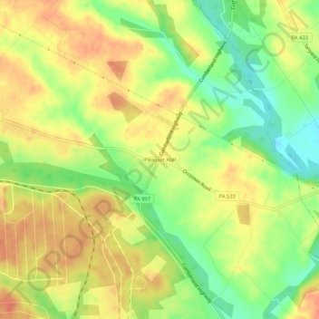 Carte topographique Pleasant Hall, altitude, relief