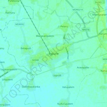 Carte topographique Repalle, altitude, relief