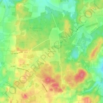 Carte topographique Rothenfeld, altitude, relief