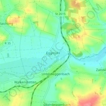 Carte topographique Eggmühl, altitude, relief