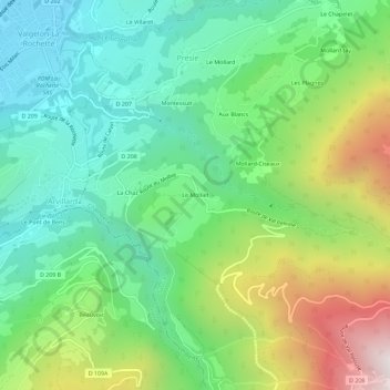 Carte topographique Le Molliet, altitude, relief