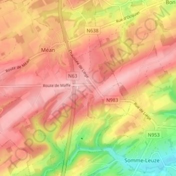 Carte topographique Gros-Chêne, altitude, relief