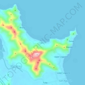 Carte topographique Ogpao, altitude, relief