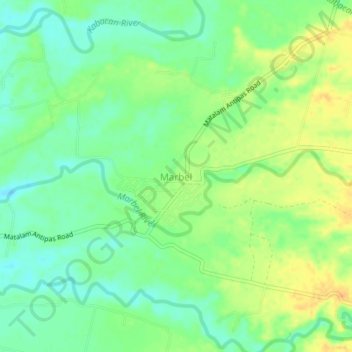 Carte topographique Marbel, altitude, relief
