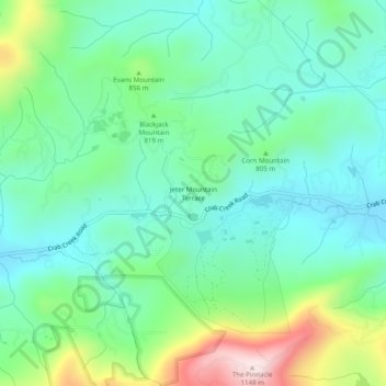 Carte topographique Jeter Mountain Terrace, altitude, relief