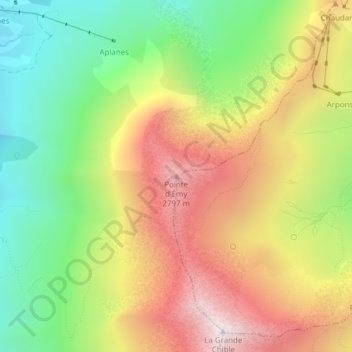 Carte topographique Pointe d'Émy, altitude, relief