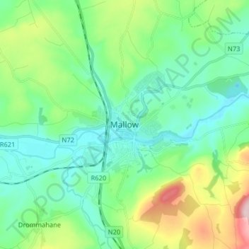 Carte topographique Mallow, altitude, relief