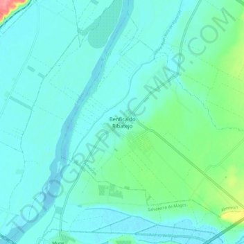 Carte topographique Benfica do Ribatejo, altitude, relief