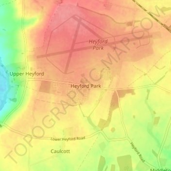 Carte topographique Heyford Park, altitude, relief