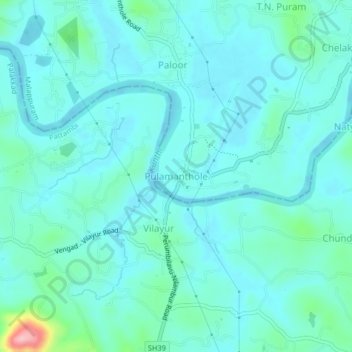 Carte topographique Pulamanthole, altitude, relief