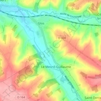 Carte topographique Les Cesnes, altitude, relief
