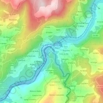 Carte topographique Cevide, altitude, relief